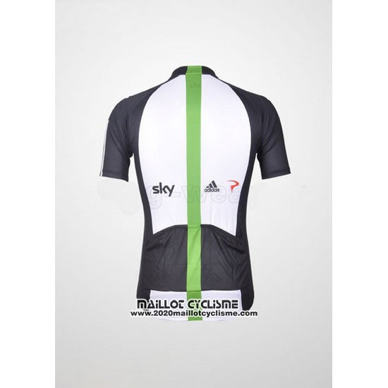 2012 Maillot Ciclismo Sky Noir et Vert Manches Courtes et Cuissard